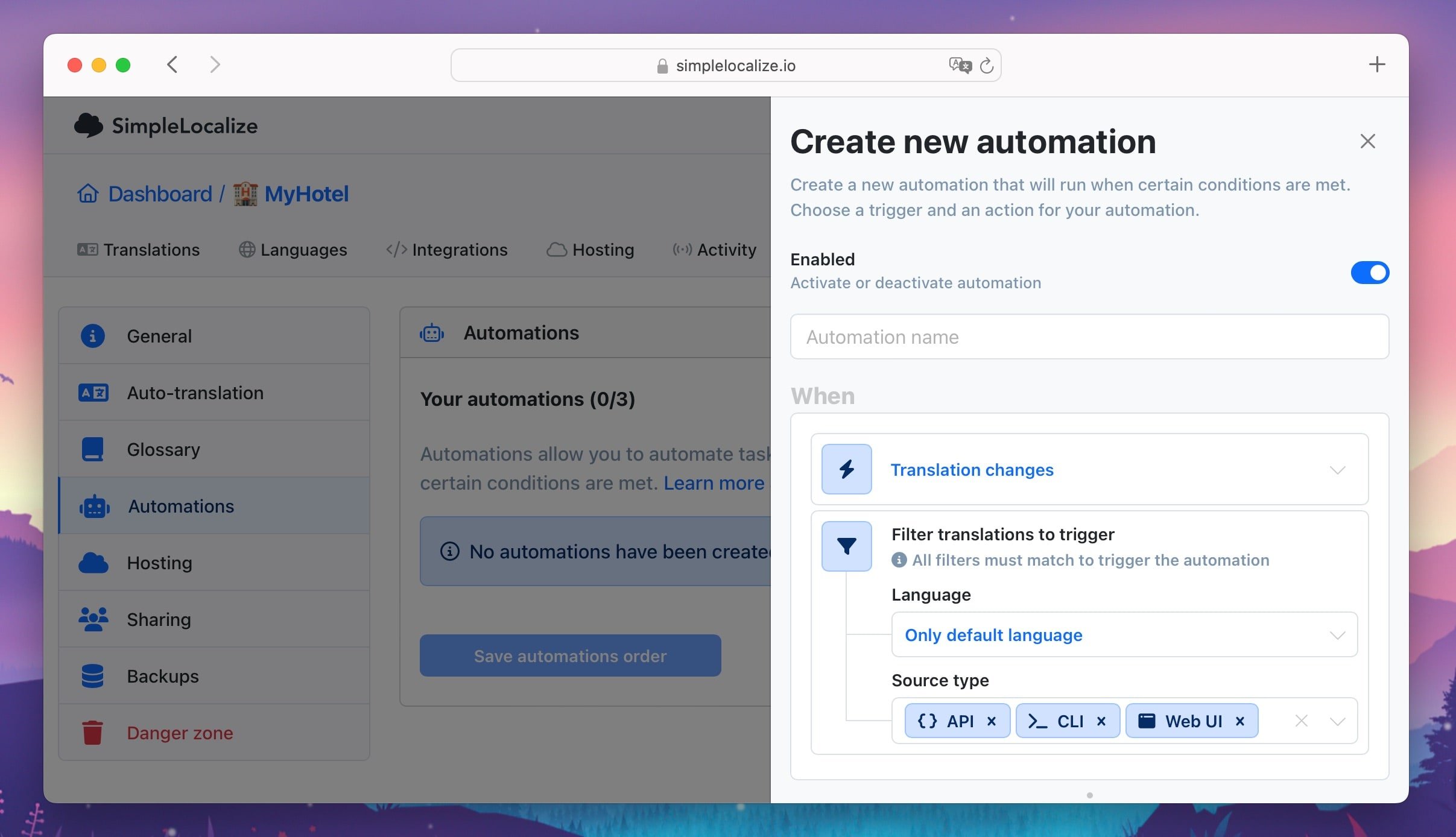 Automation trigger