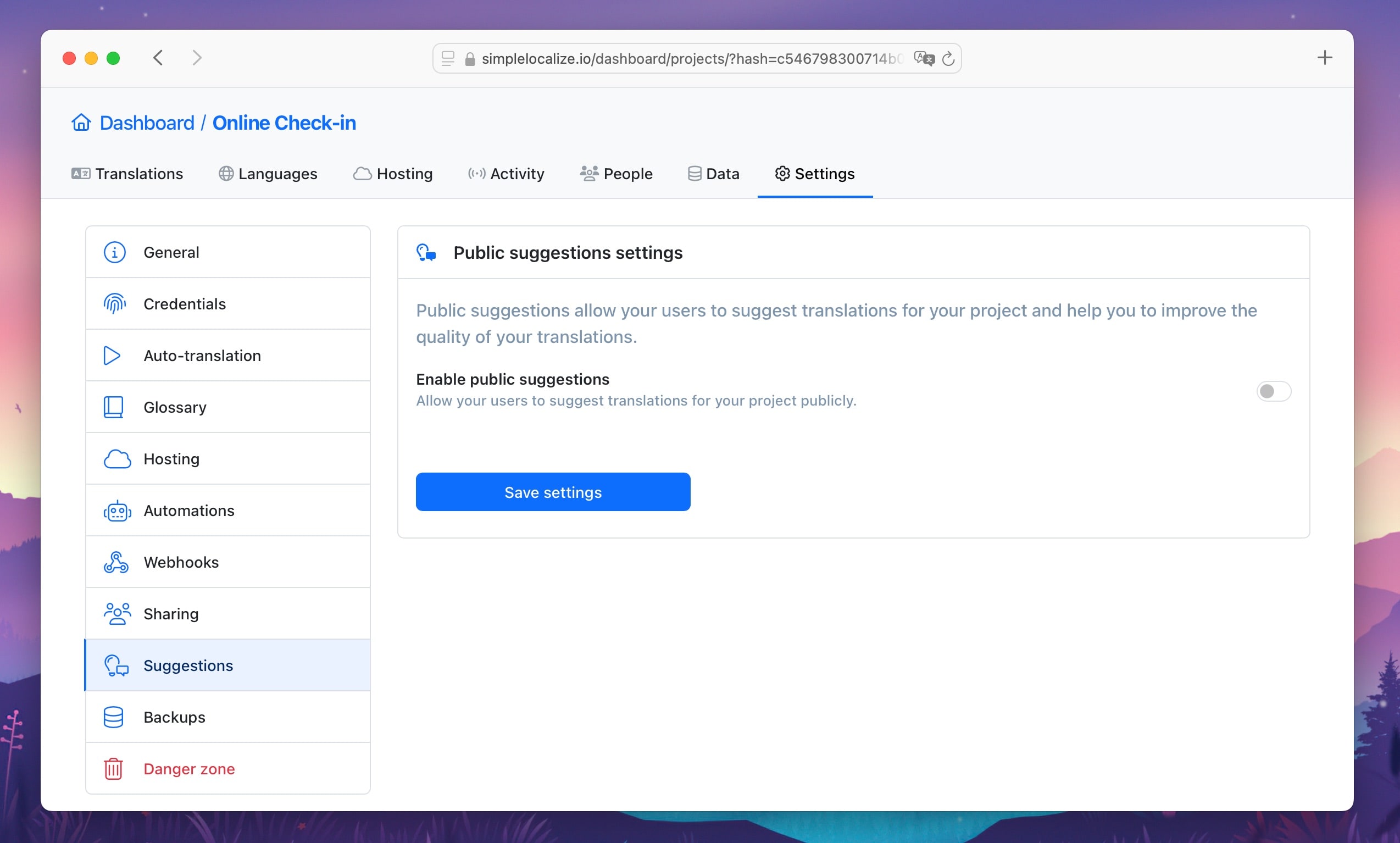 Enable community suggestions