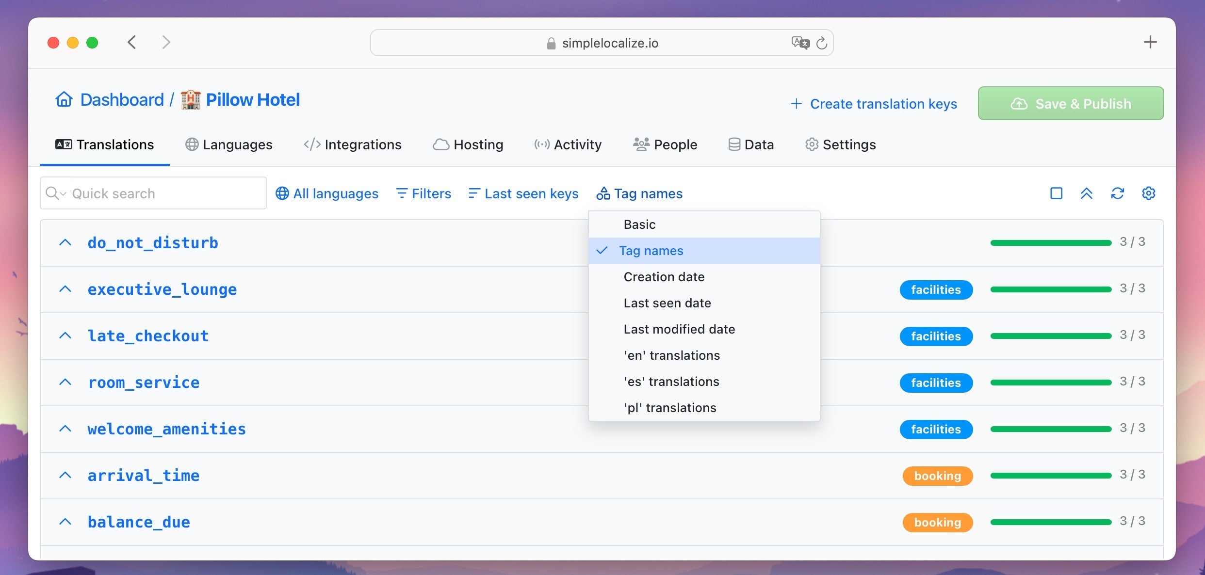 Tag name in the translation editor