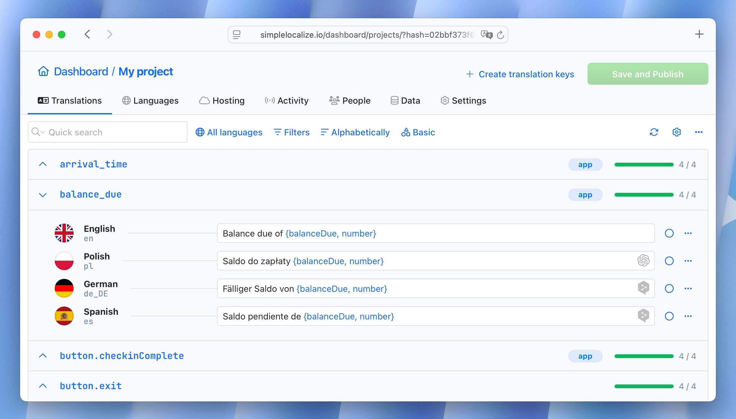 SimpleLocalize translation management platform
