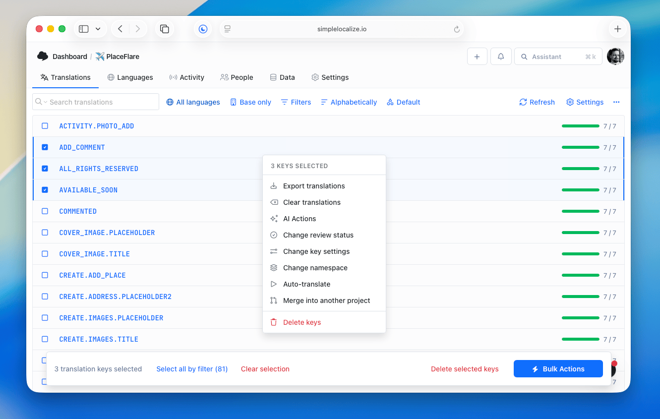 Context menu improvements