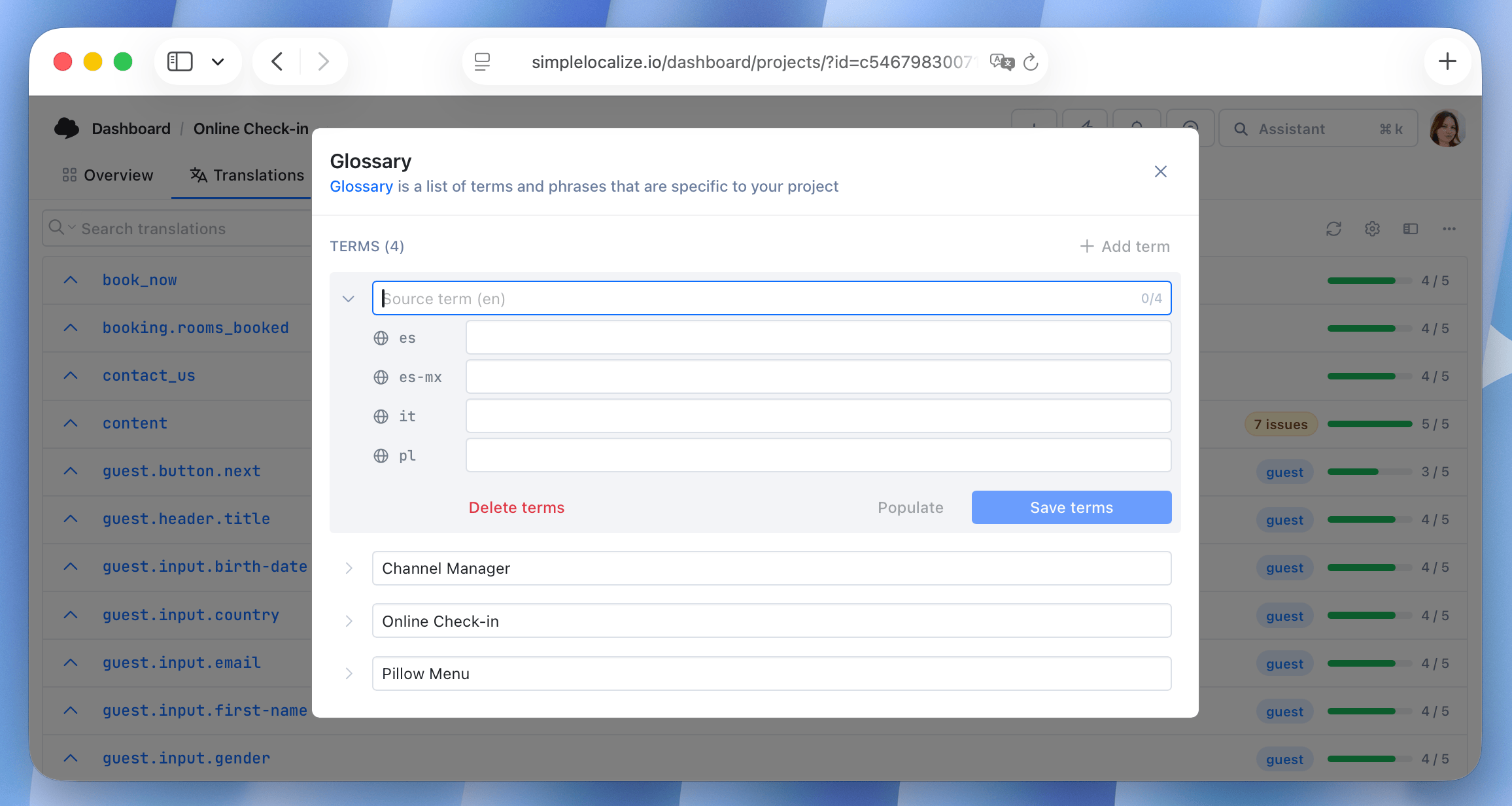 Adding a glossary term