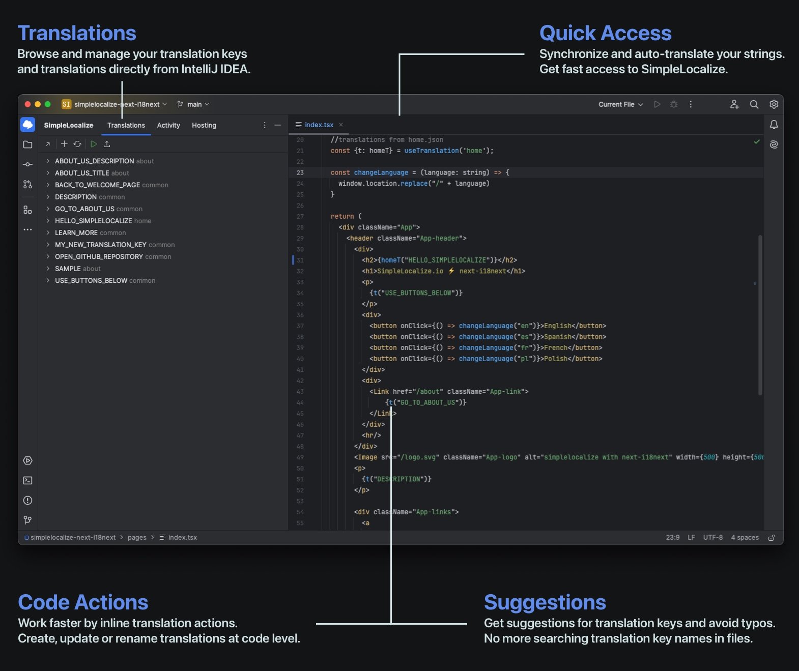 IntelliJ IDEA plugin for SimpleLocalize: Features overview