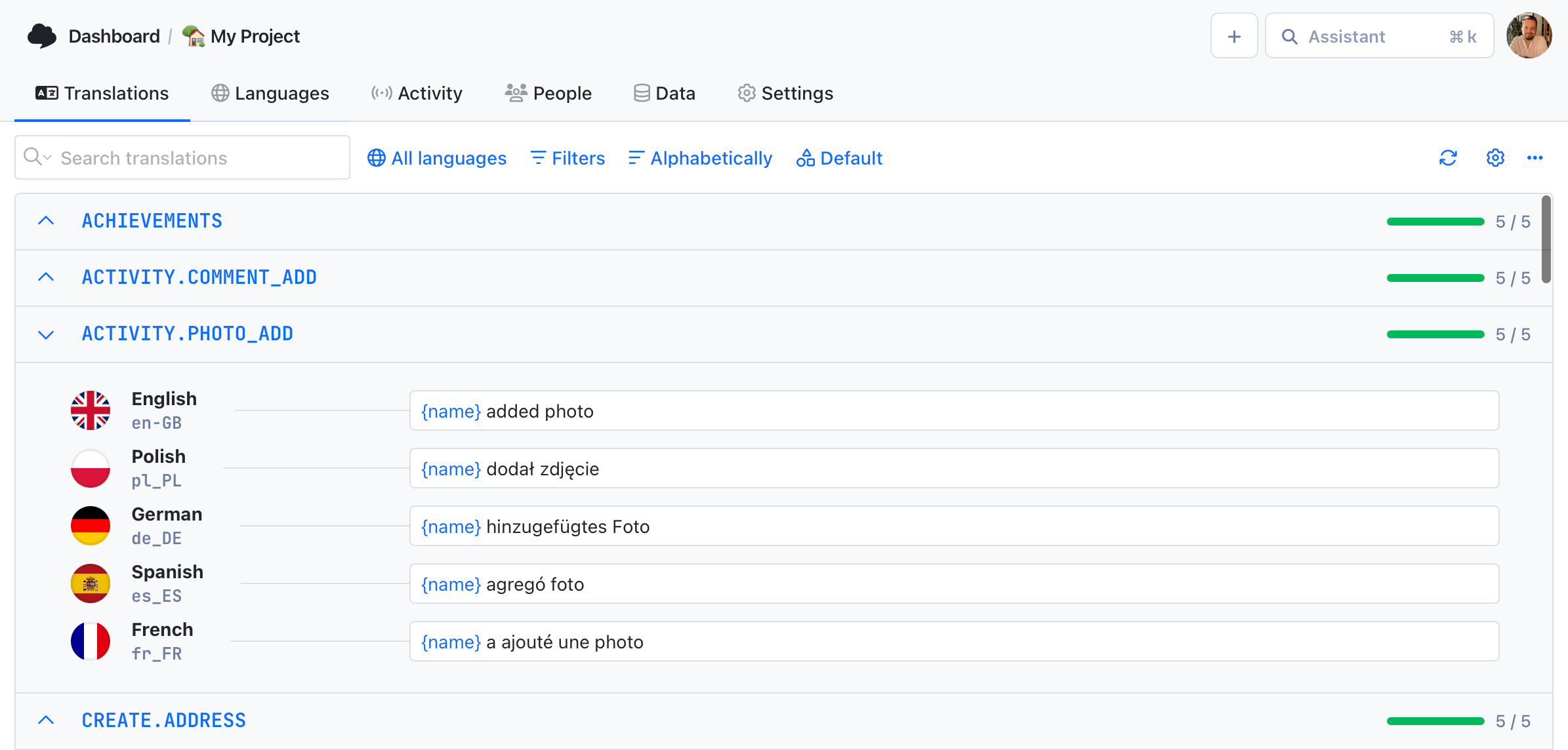 translation editor for translation strings and localization files