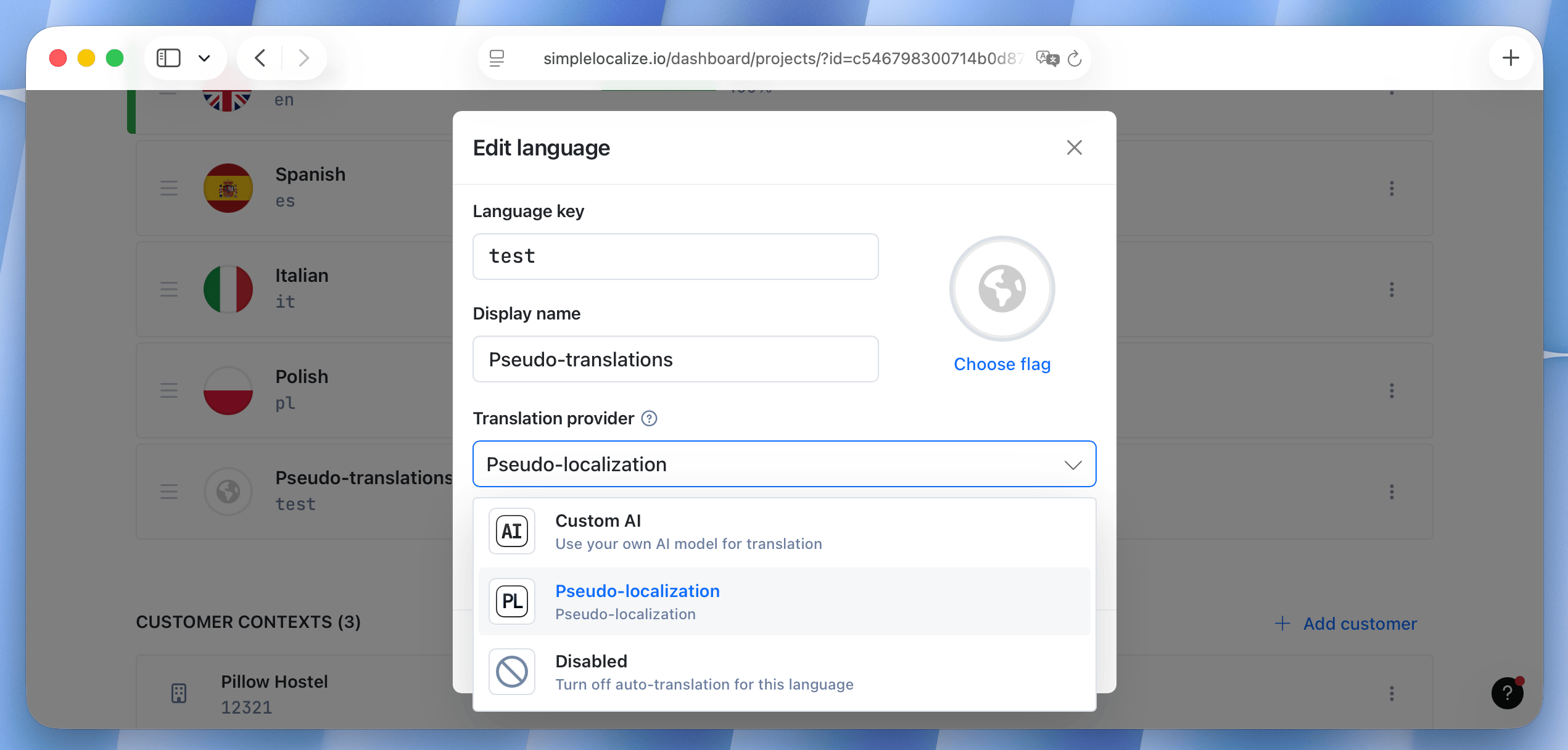 Creating a pseudo-localization language in SimpleLocalize