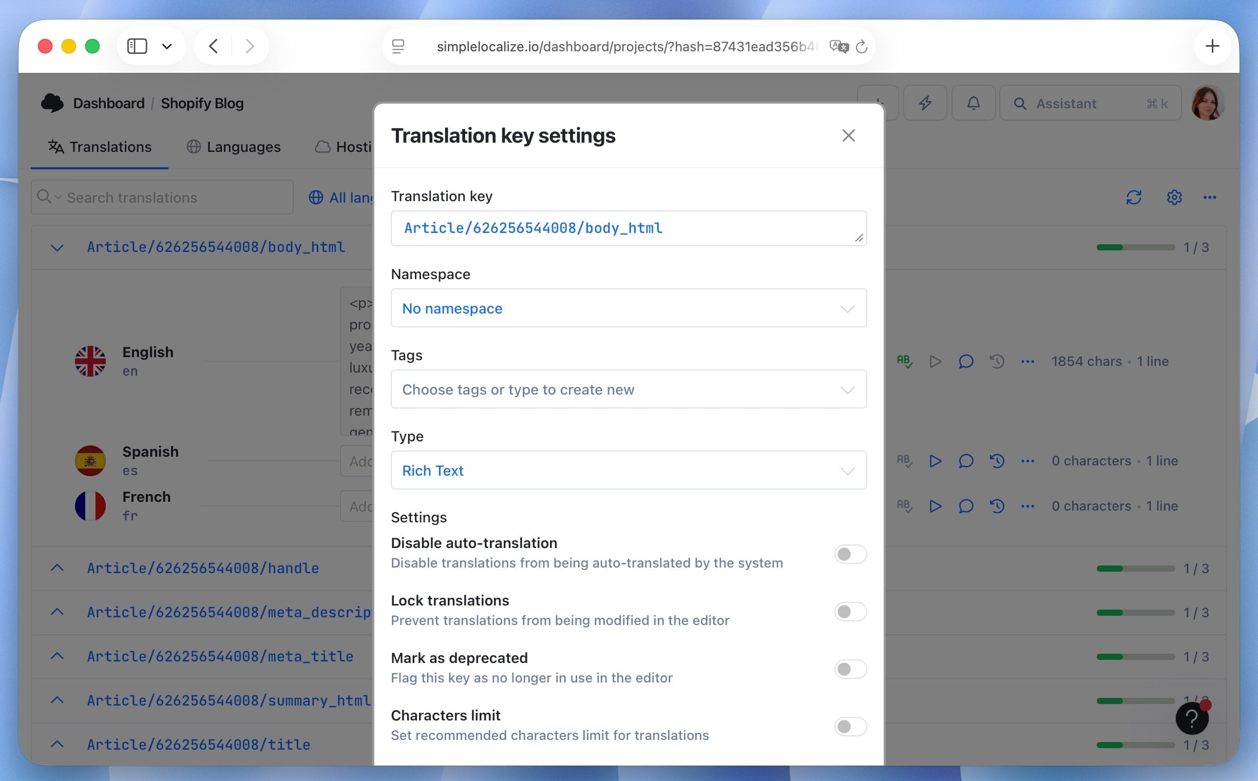Key type rich text for blog posts