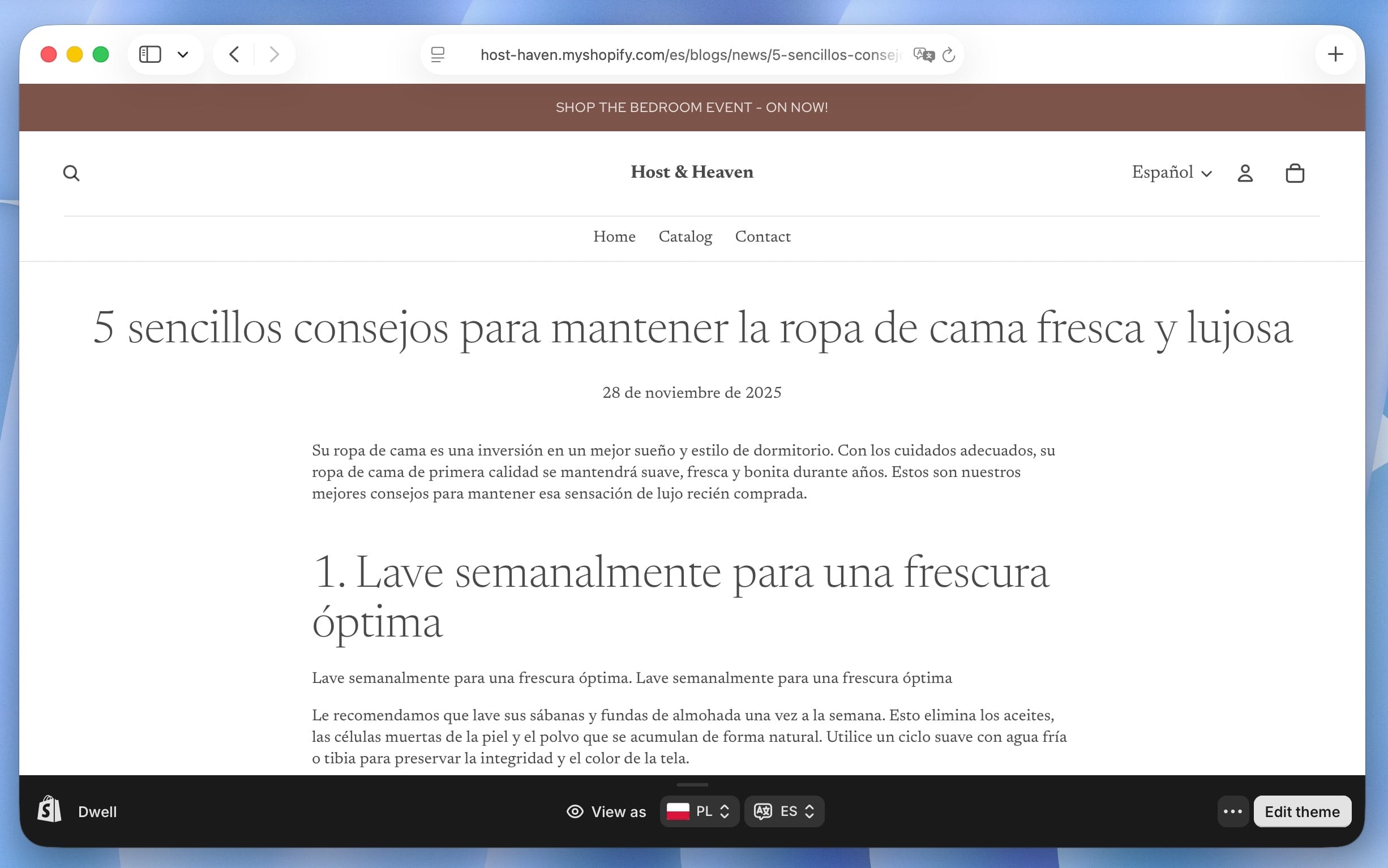 Review translated blog posts in Shopify