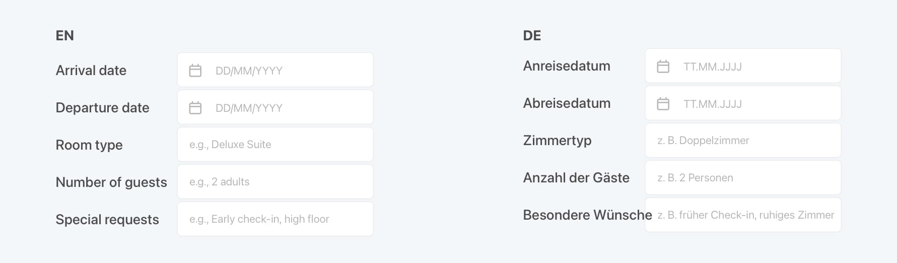 Text expansion in form labels