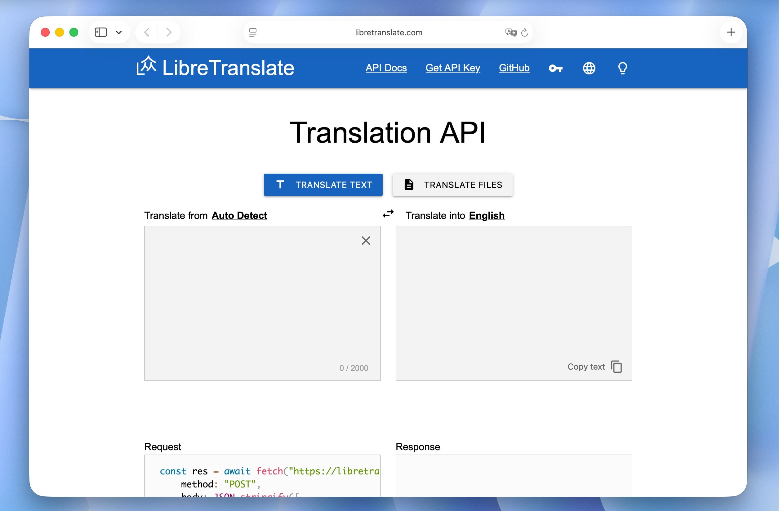 LibreTranslate Web Translator