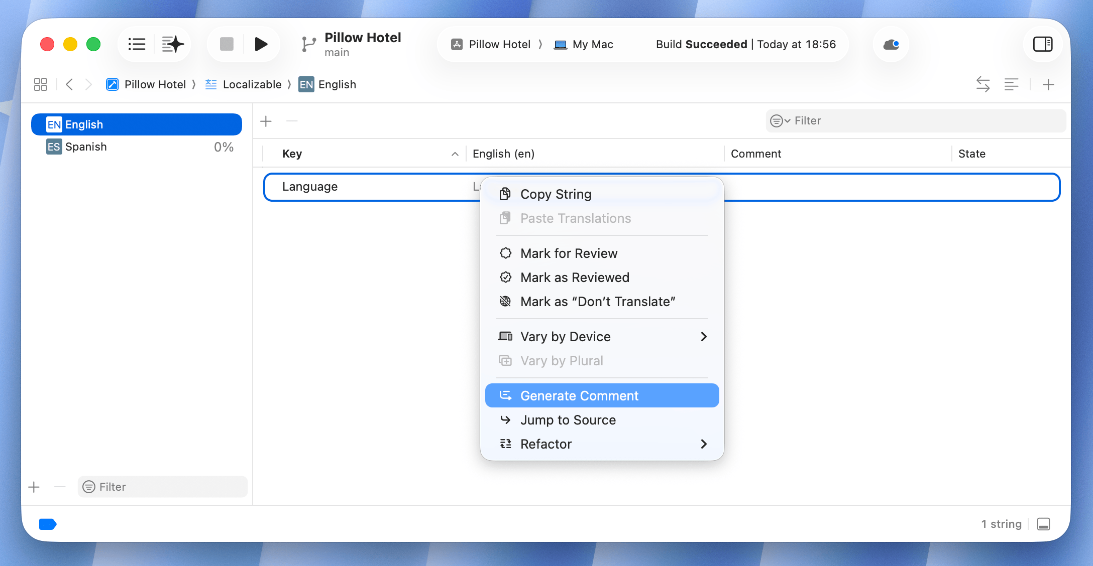 Generate comment manually in Xcode
