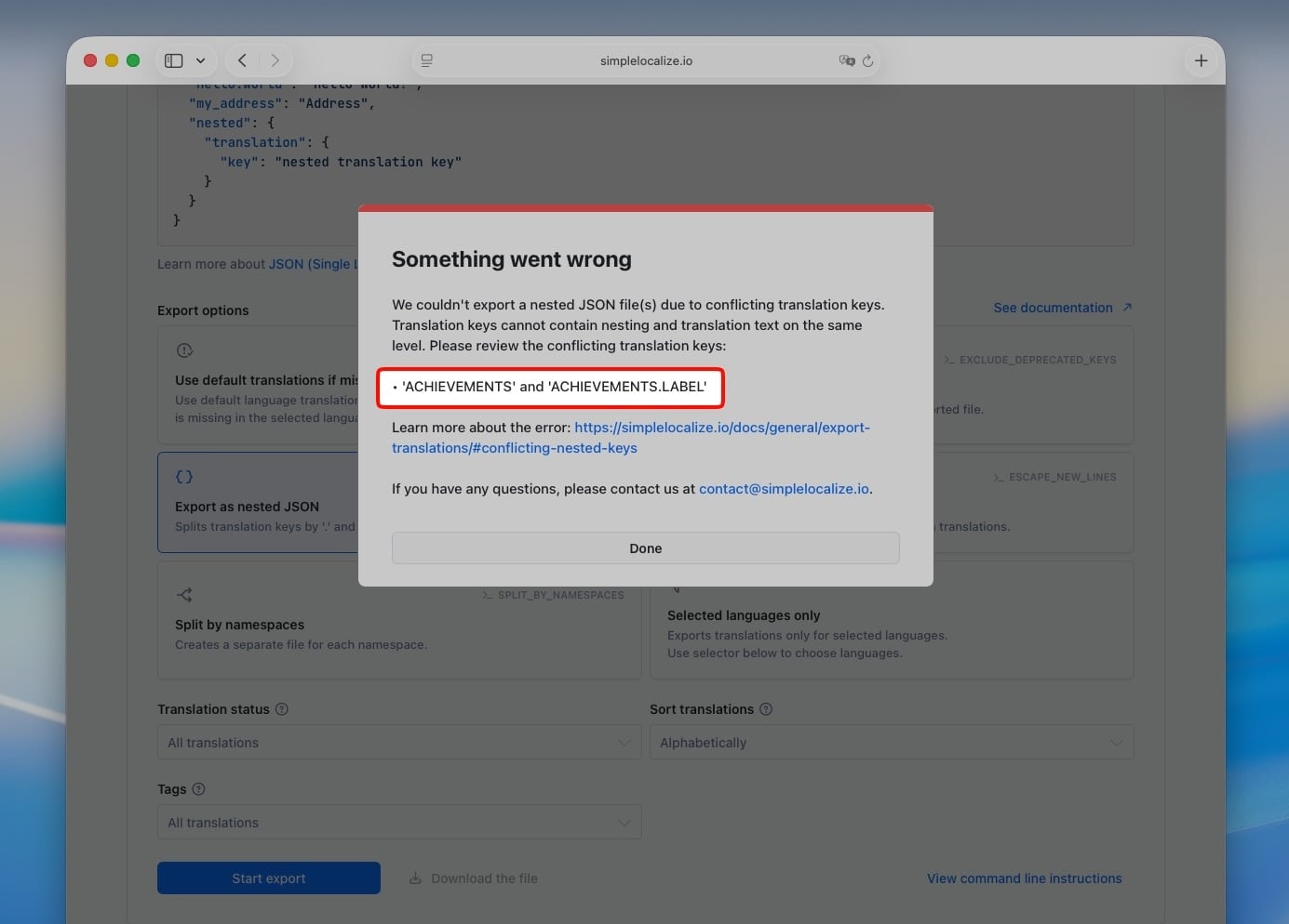 Getting a list of conflicting keys