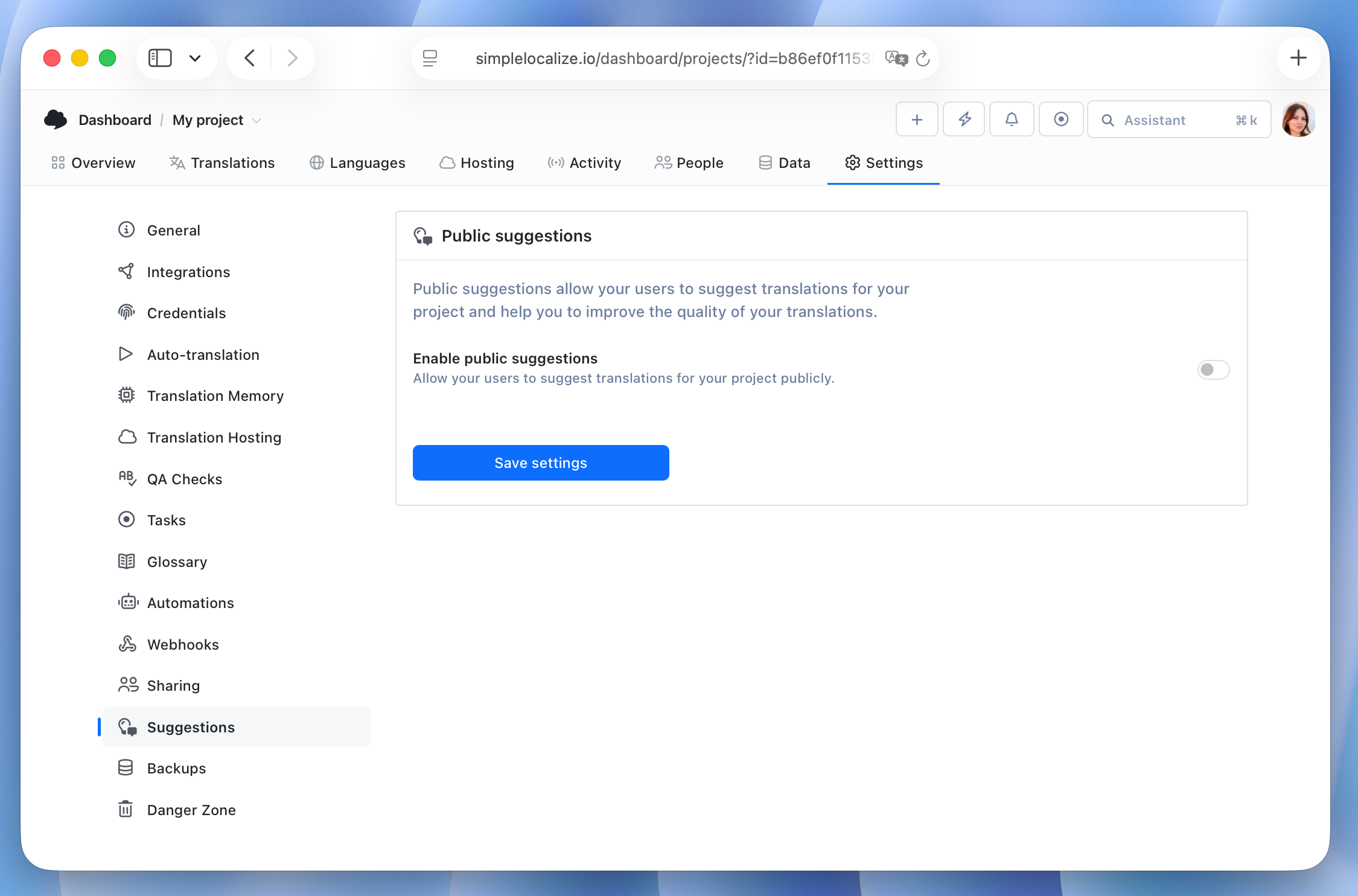 Enable community suggestions