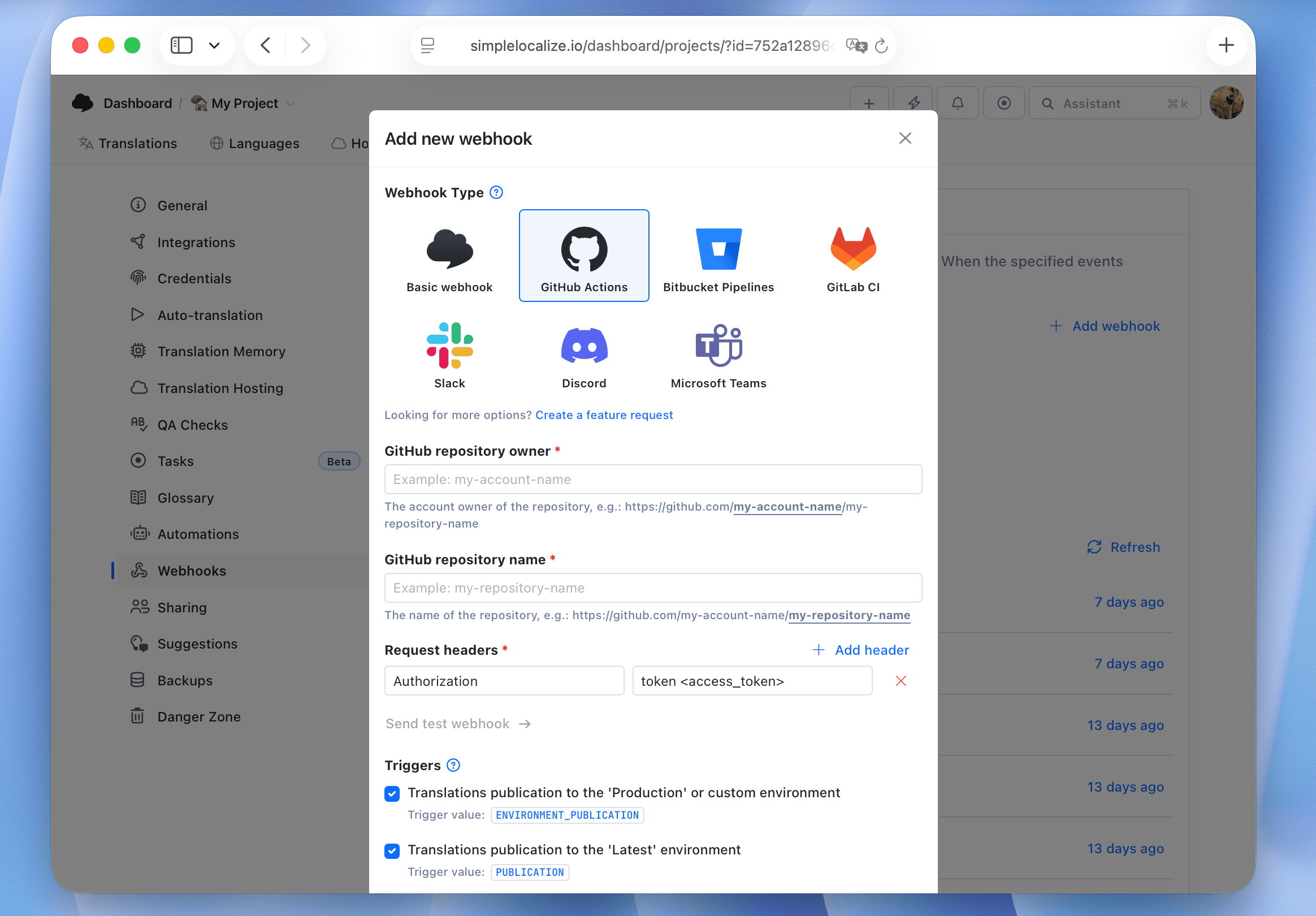 webhook integration